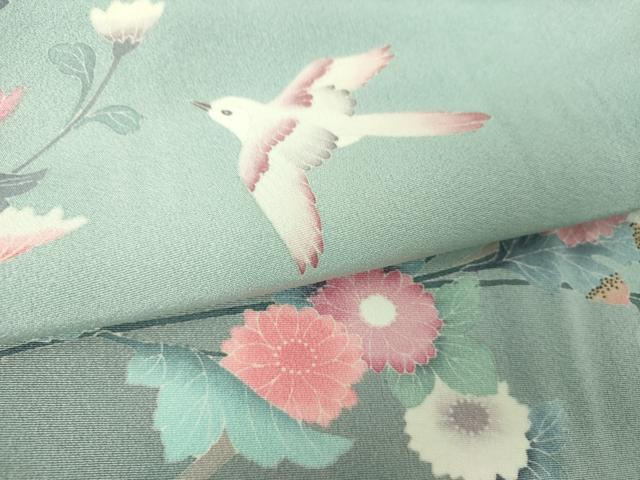平和屋着物●訪問着 友禅 花鳥文 暈し染め 正絹 逸品 DABH9454ps