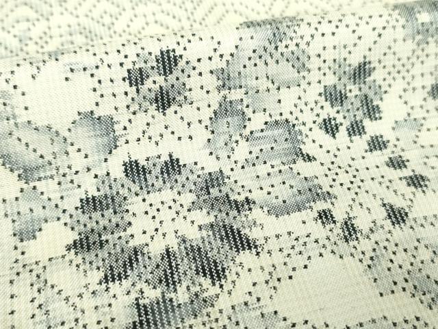 平和屋着物●本場大島紬 白大島 7マルキ 総絣 舞扇花文 そごう扱い 正絹 逸品 DABH9460ps