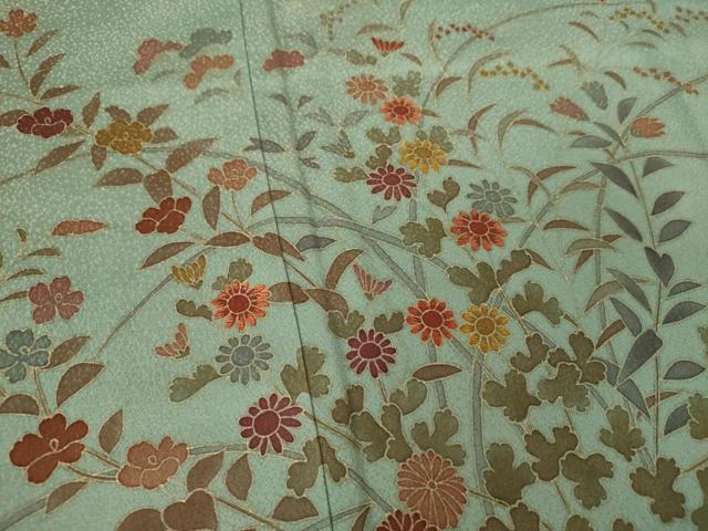 平和屋着物●訪問着 刺繍 草花文 金彩 そごう扱い 正絹 逸品 DABH9462ps