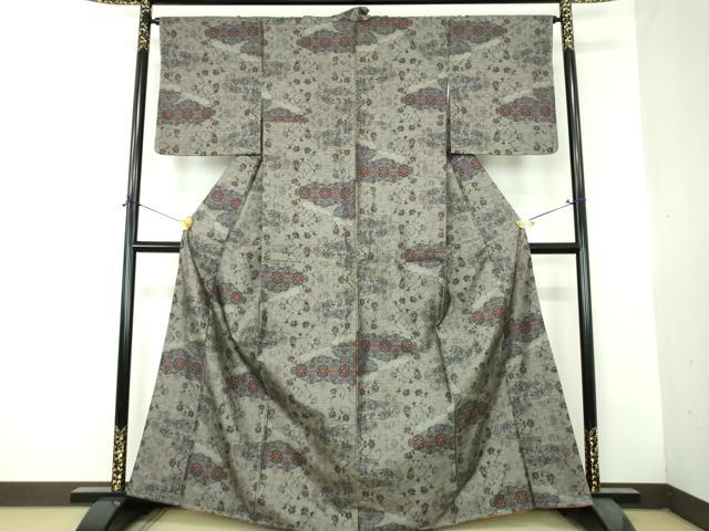 平和屋着物●本場大島紬 9マルキ 雲取り花唐草文 正絹 逸品 未使用 DABH9474ps