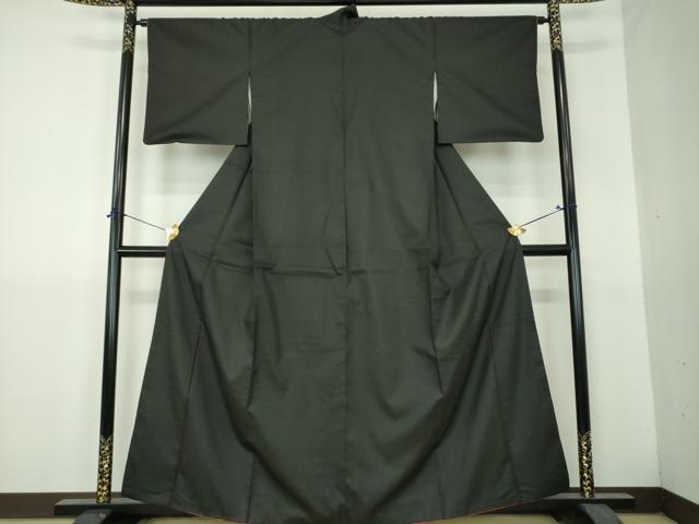 平和屋着物●本場縞大島紬 色無地 黒地 正絹 逸品 DABH9476ps