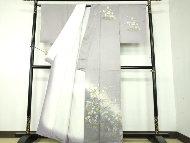 平和屋着物●訪問着 流水花文 暈し染め 金銀彩 正絹 逸品 未使用 DABH9477ps