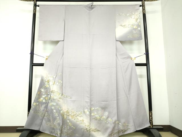 平和屋着物○訪問着 流水花文 暈し染め 金銀彩 正絹 逸品
