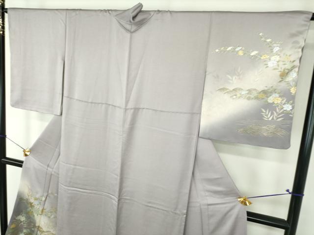 平和屋着物●訪問着 流水花文 暈し染め 金銀彩 正絹 逸品 未使用 DABH9477ps