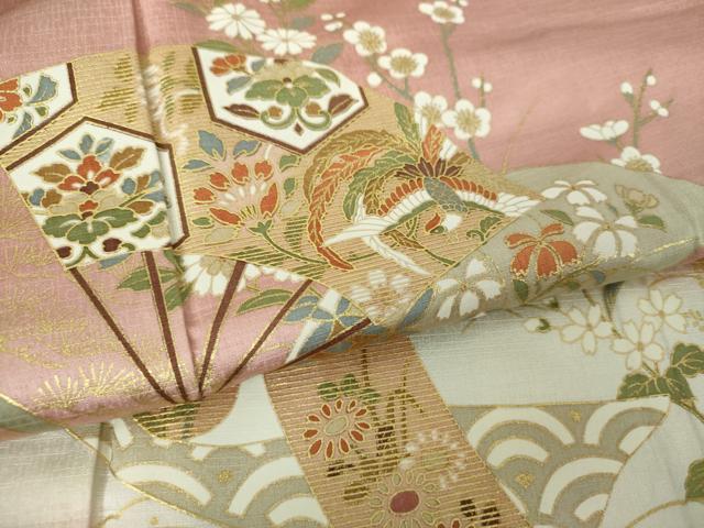 平和屋着物●訪問着 扇面鳳凰花文 暈し染め 金彩 正絹 逸品 DABH9479ps