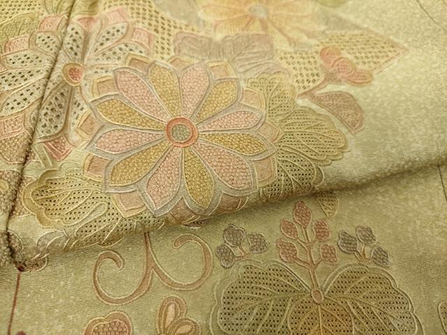 平和屋着物●中国三大刺繍 スワトウ相良刺繍 汕頭相良刺繍 総刺繍 訪問着 地紙重ね花文 正絹 逸品 DABH9483ps