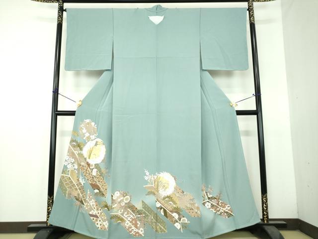 平和屋着物●豪華色留袖 駒刺繍 飛鶴松竹梅 矢羽根花文 暈し染め 金彩 正絹 逸品 未使用 DABH9484ps