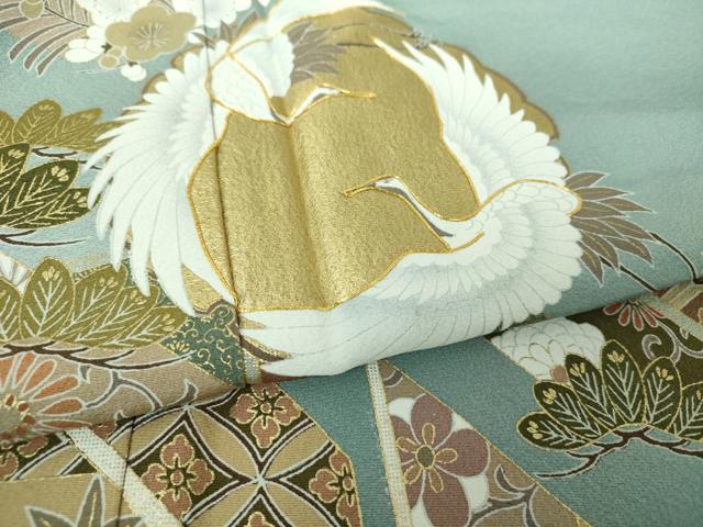 平和屋着物●豪華色留袖 駒刺繍 飛鶴松竹梅 矢羽根花文 暈し染め 金彩 正絹 逸品 未使用 DABH9484ps