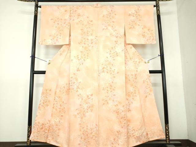 平和屋着物●上質な小紋 地紋起こし 花唐草文 正絹 逸品 DABH9489ps