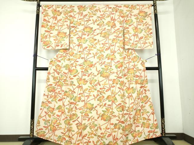平和屋着物●上質な小紋 地紋起こし 枝花文 正絹 逸品 DABH9491ps