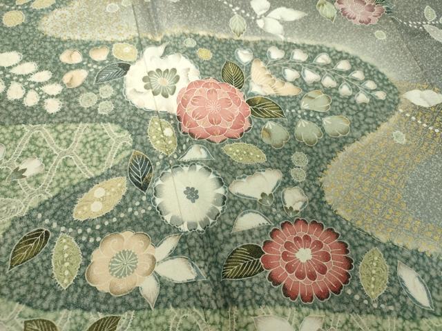 平和屋着物●訪問着 辻が花 暈し染め 金彩 金通し地 正絹 逸品 DABH9492ps