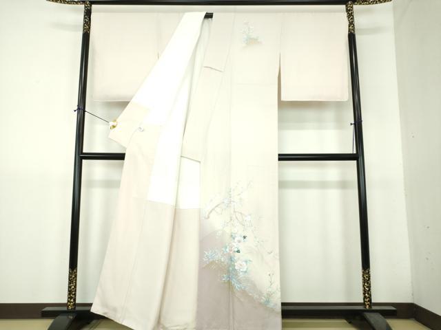 平和屋着物●螺鈿作家 藤本隆士 訪問着 螺鈿 枝垂れ桜 立波花文 暈し染め 金銀彩 正絹 逸品 DABH9496ps