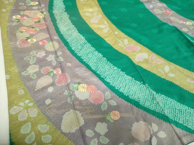 平和屋着物●豪華振袖 駒刺繍 絞り 辻が花 流水桜 金彩 正絹 逸品 DABH9505ps