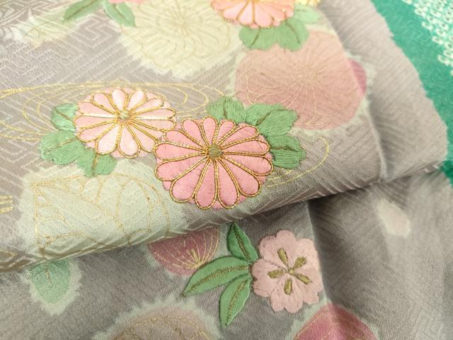 平和屋着物●豪華振袖 駒刺繍 絞り 辻が花 流水桜 金彩 正絹 逸品 DABH9505ps