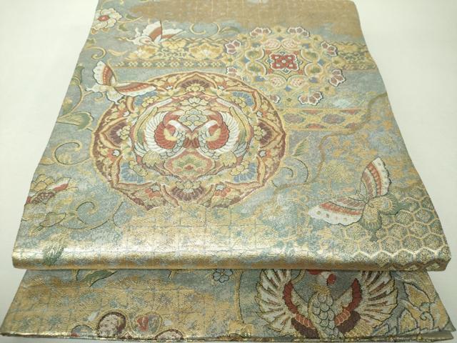 平和屋着物▼丸帯 正倉院舞蝶花鳥文 金銀糸 正絹 逸品 DABH9528ps