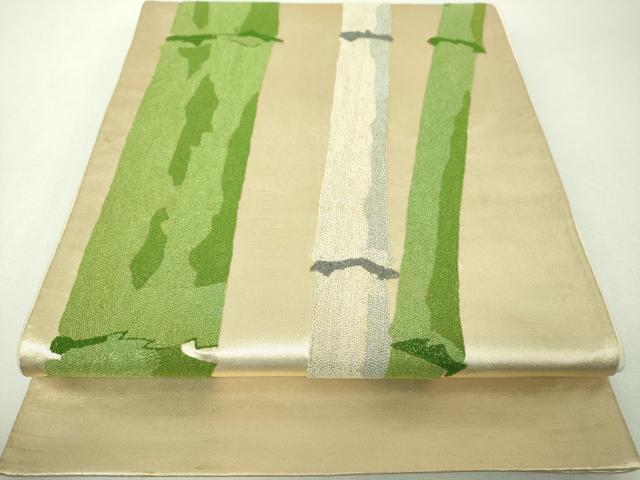 平和屋着物▼中国三大刺繍 総相良刺繍 総刺繍 太鼓柄袋帯 竹節 正絹 逸品 DABH9534ps