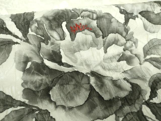 平和屋着物▼六通柄袋帯 ふくれ織 手描き 草花文 正絹 逸品 DABH9535ps