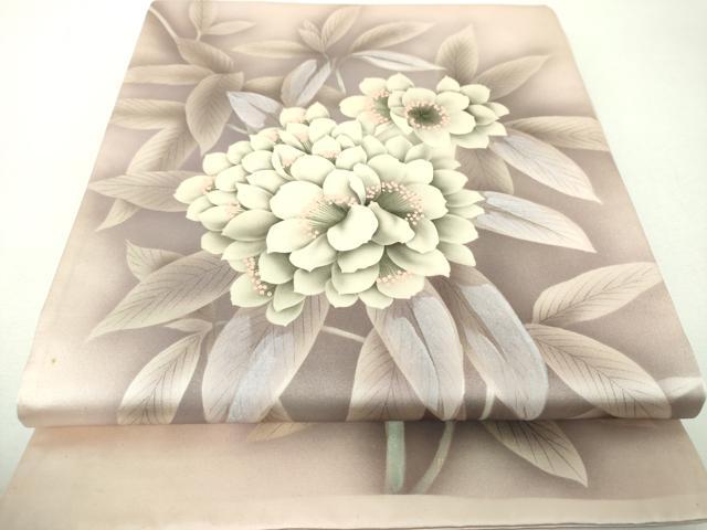 平和屋着物▼本加賀友禅作家 石田巳代治 六通柄袋帯 手描き 枝花文 金彩 正絹 逸品 DABH9536ps