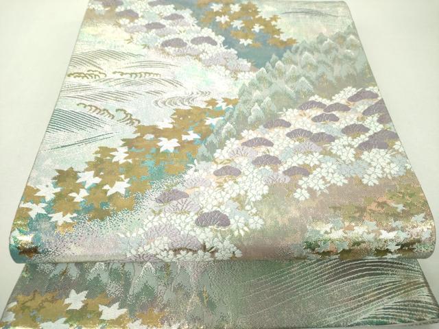 平和屋着物▼六通柄袋帯 流水風景文 金銀糸 正絹 逸品 DABH9540ps