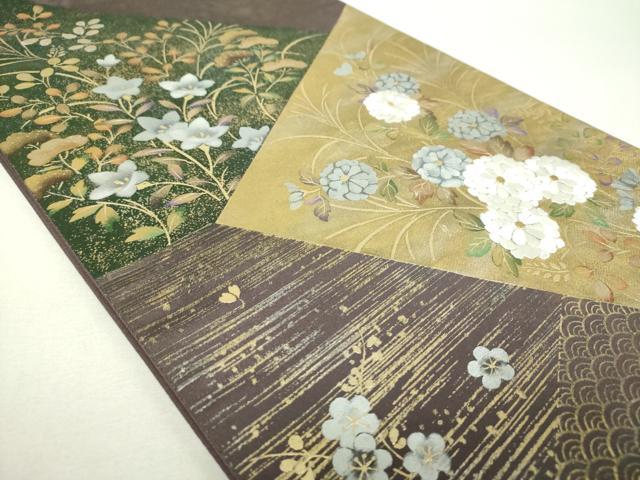 平和屋着物▼六通柄袋帯 刺繍 吉祥花文 金銀彩 正絹 逸品 DABH9550ps
