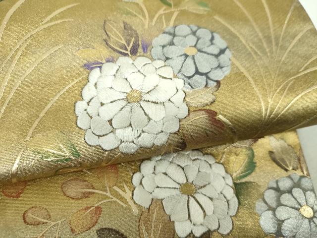 平和屋着物▼六通柄袋帯 刺繍 吉祥花文 金銀彩 正絹 逸品 DABH9550ps