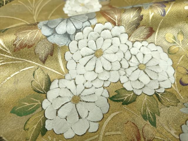 平和屋着物▼六通柄袋帯 刺繍 吉祥花文 金銀彩 正絹 逸品 DABH9550ps