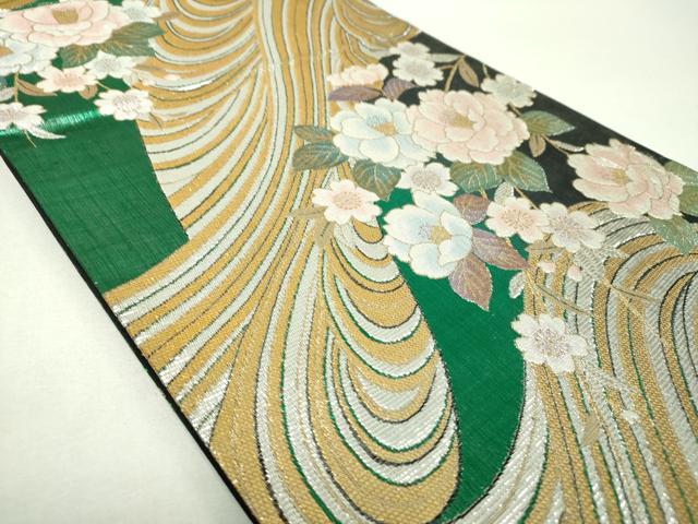 平和屋着物▼六通柄袋帯 流水桜 金銀糸 正絹 逸品 DABH9552ps