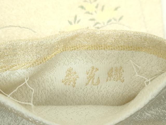 平和屋着物▼両面 六通柄袋帯 寿光織 渡橋人物風景花文 金糸 正絹 逸品 未使用 DABH9553ps