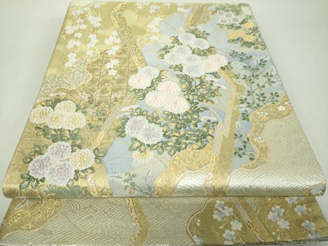 平和屋着物▼六通柄袋帯 唐織 道長花文 金銀糸 正絹 逸品 DABH9562ps
