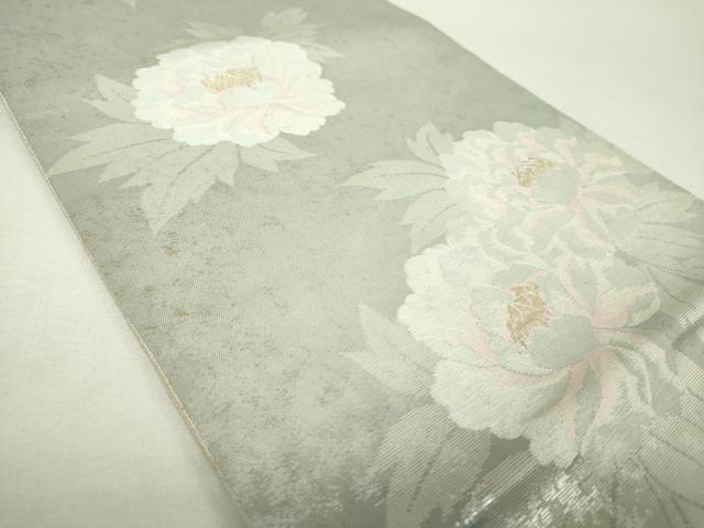 平和屋着物▼西陣 服部織物謹製 六通柄袋帯 こはく錦 牡丹文 金銀糸 正絹 逸品 DABH9569ps