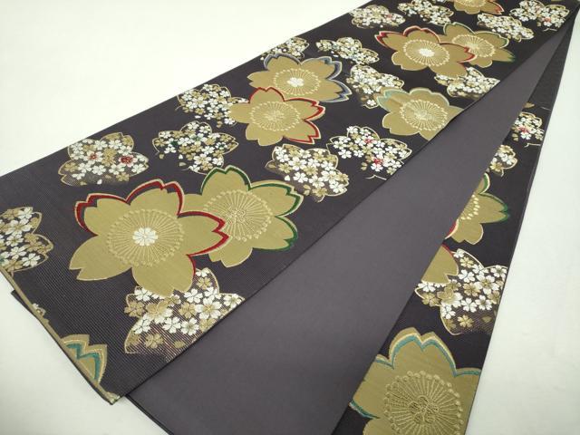 平和屋着物▼六通柄袋帯 舞桜 金銀糸 正絹 逸品 DABH9580ps