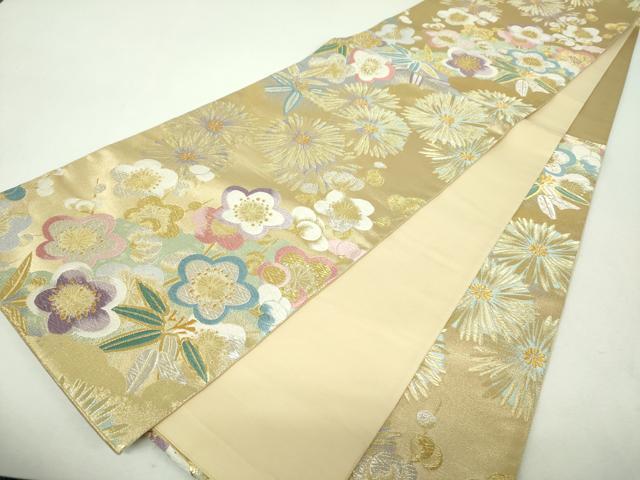 平和屋着物▼六通柄袋帯 唐織 煌彩 松竹梅 金銀糸 正絹 逸品 DABH9587ps