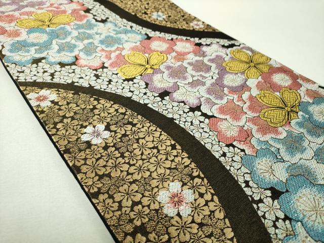 平和屋着物▼六通柄袋帯 桜尽くし ラメ糸 金糸 正絹 逸品 DABH9590ps