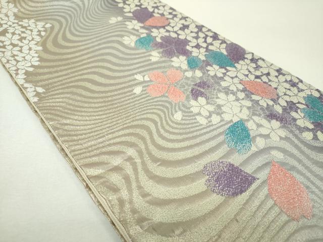 平和屋着物▼六通柄袋帯 花筏 金銀糸 正絹 逸品 DABH9592ps