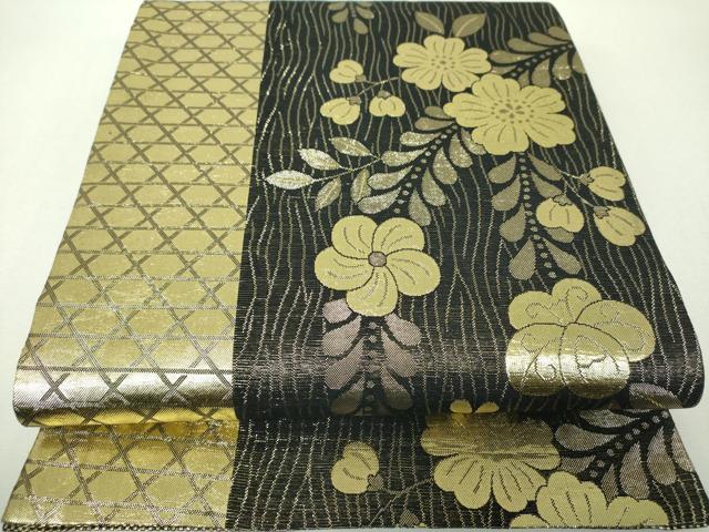 平和屋着物▼両面 全通柄袋帯 萌亜 辻が花 金糸 正絹 逸品 DABH9609ps