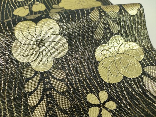 平和屋着物▼両面 全通柄袋帯 萌亜 辻が花 金糸 正絹 逸品 DABH9609ps