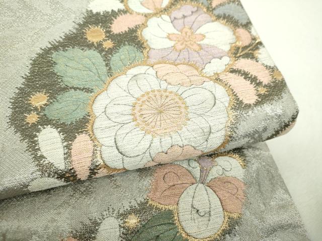 平和屋着物▼太鼓柄袋帯 辻が花 金銀糸 正絹 逸品 DABH9623ps