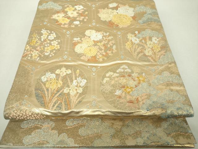 平和屋着物▼六通柄袋帯 亀甲春秋文 金銀糸 正絹 逸品 DABH9626ps