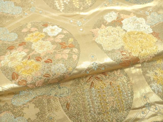 平和屋着物▼六通柄袋帯 亀甲春秋文 金銀糸 正絹 逸品 DABH9626ps
