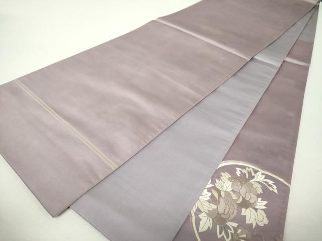 平和屋着物▼太鼓柄袋帯 総刺繍 鳳凰花文 銀糸 正絹 逸品 DABH9639ps