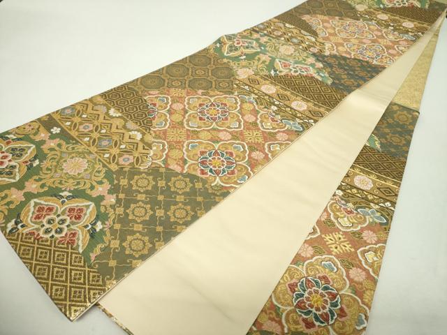 平和屋着物▼六通柄袋帯 正倉院花菱文 金糸 正絹 逸品 DABH9642ps
