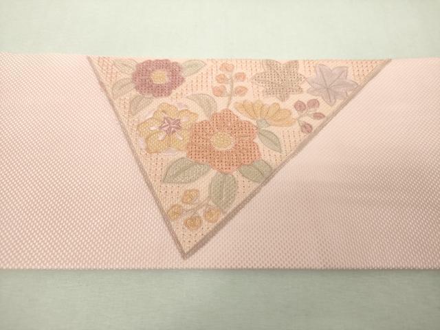 平和屋着物▼中国三大刺繍 スワトウ刺繍 汕頭刺繍 総刺繍 九寸名古屋帯 草花文 伊と幸 正絹 逸品 未使用 DABH9654ps
