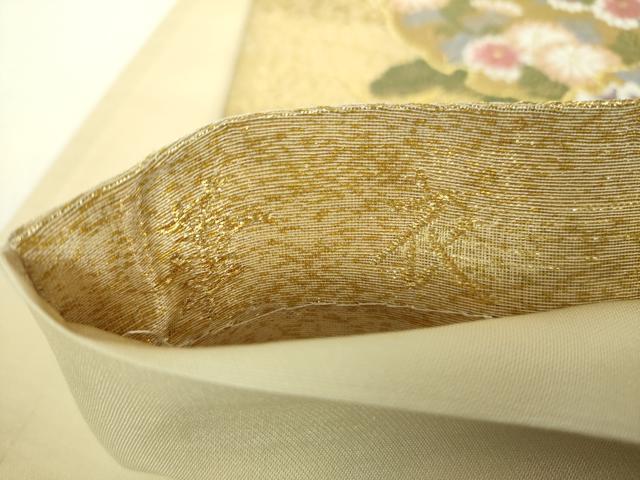 平和屋着物▼六通柄袋帯 唐織 華衣 飛鶴雪輪重ね花文 金糸 正絹 逸品 DABH9662ps