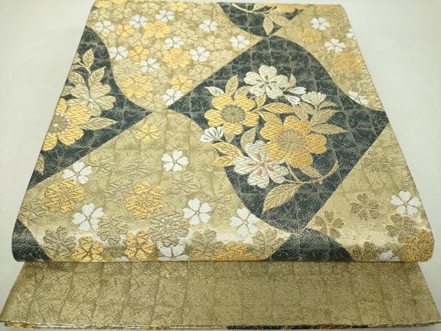 平和屋着物▼六通柄袋帯 瓦花文 金糸 正絹 逸品 DABH9671ps