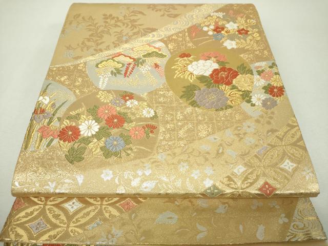 平和屋着物▼六通柄袋帯 唐織 古都 金銀糸 正絹 逸品 DABH9672ps