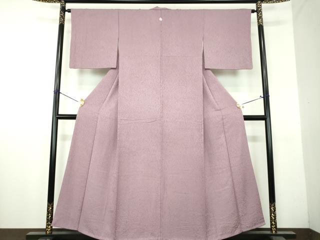 平和屋着物●上質な色無地 霞地紋 葡萄鼠色 正絹 逸品 DABH9702ps