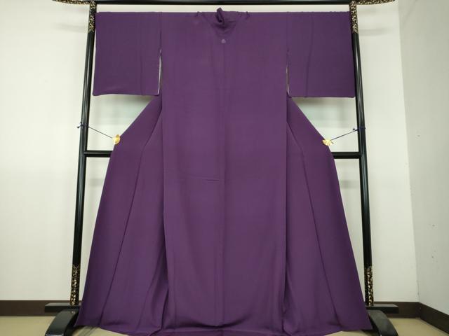 平和屋着物●上質な色無地 葡萄色 ロング丈 正絹 逸品 DABH9707ps
