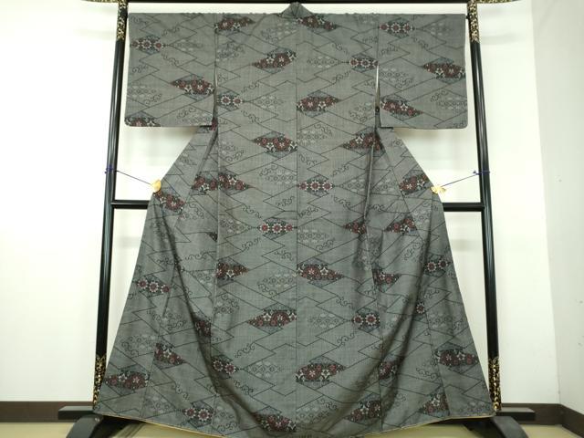 平和屋着物●本場大島紬 7マルキ 草花文 正絹 逸品 未使用 DABH9709ps