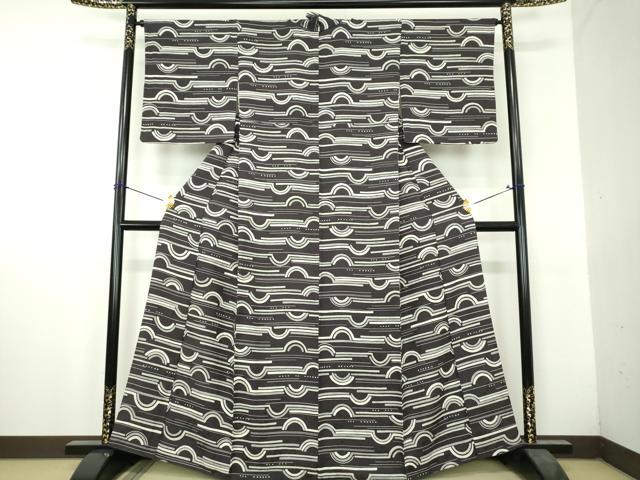 平和屋着物●上質な小紋 ろうけつ染め 変わり間道 正絹 逸品 DABH9712ps
