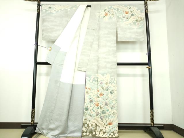 平和屋着物●訪問着 作家物 絞り 辻が花 暈し染め 銀通し地 正絹 逸品 DABH9714ps